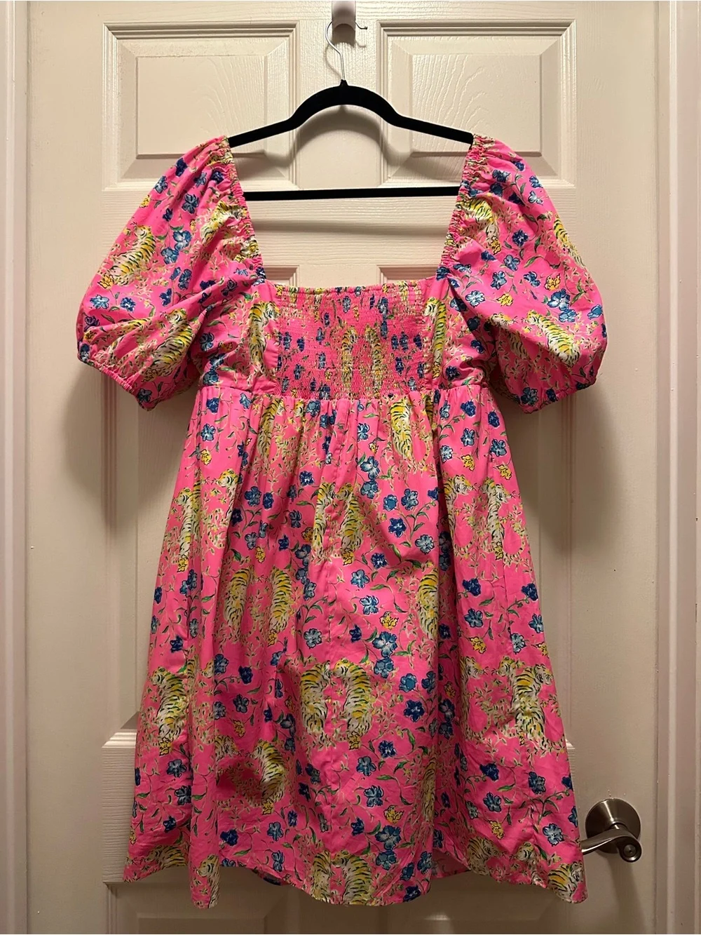 Lilly Pulitzer Kay Babydoll Dress in Prosecco Pink Tigress Garden - Picture 3 of 14